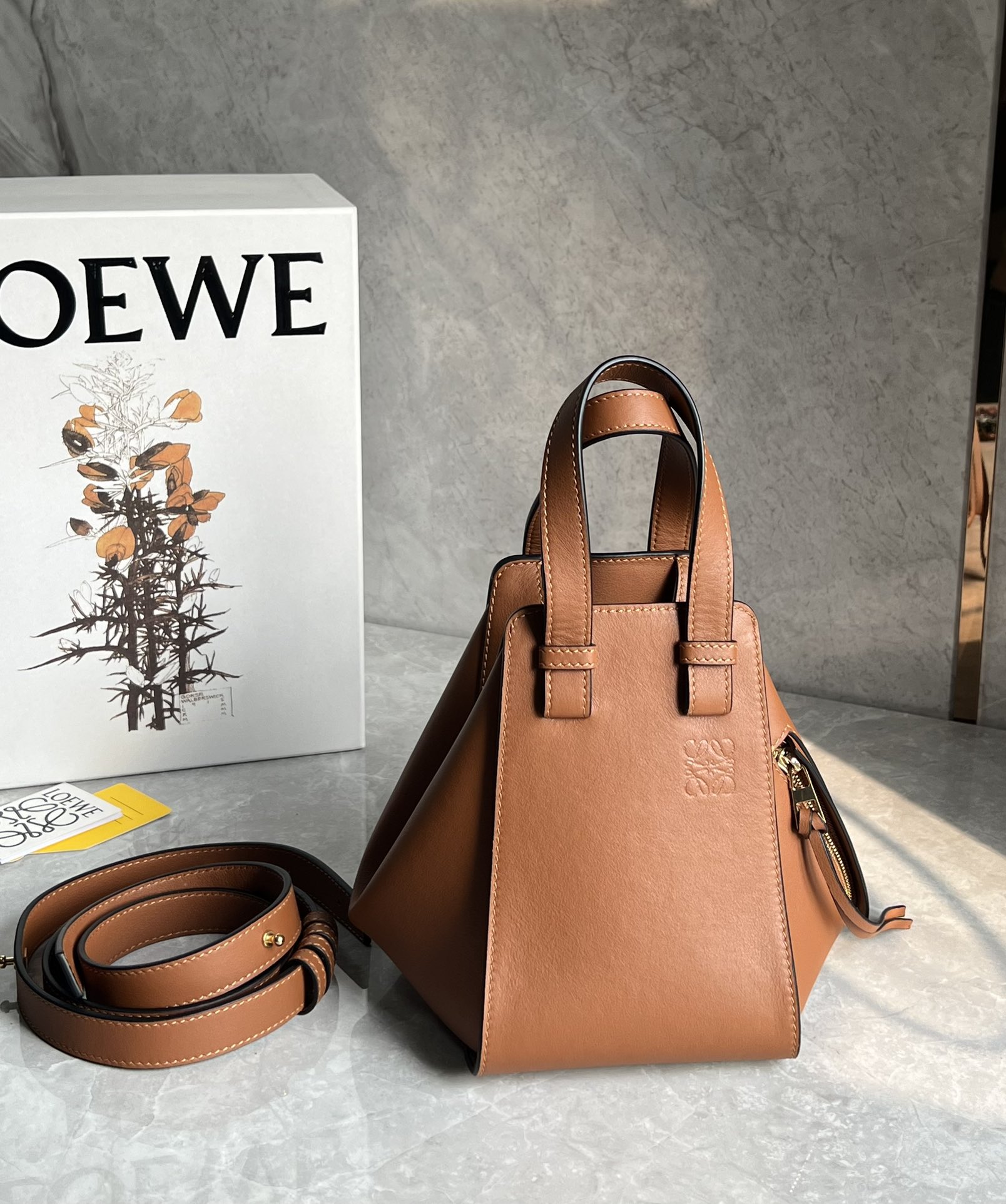 Loewe Compact Hammock Bag in Classic Calfskin Brown